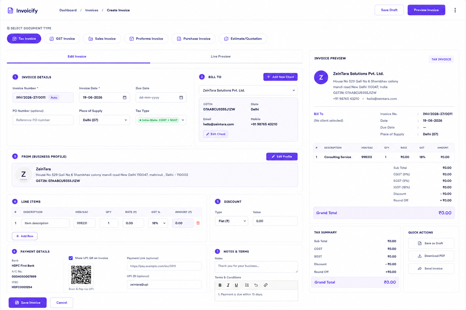 Invoice Builder Preview